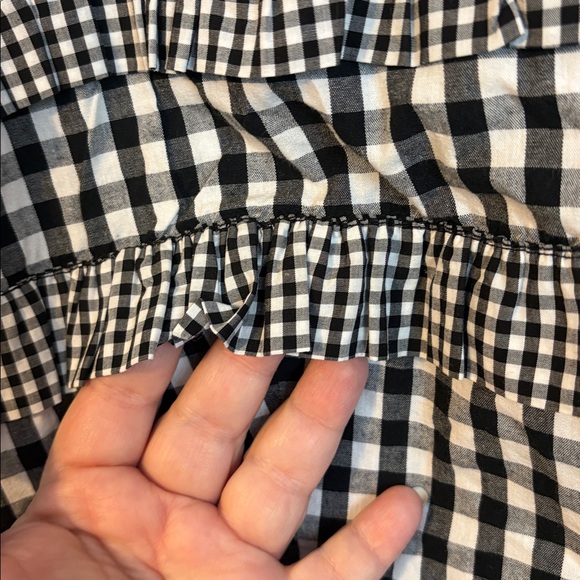 Rachel Antonoff Black White Gingham Ruffle Crop Top size L - Picture 9 of 14
